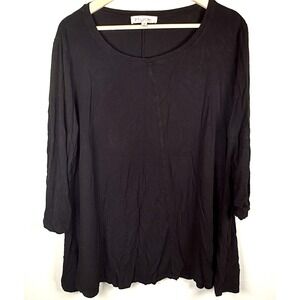 Philosophy Women Tunic Top Sz 1X Black Long Sleeve Base Capsule Long Sleeve Top